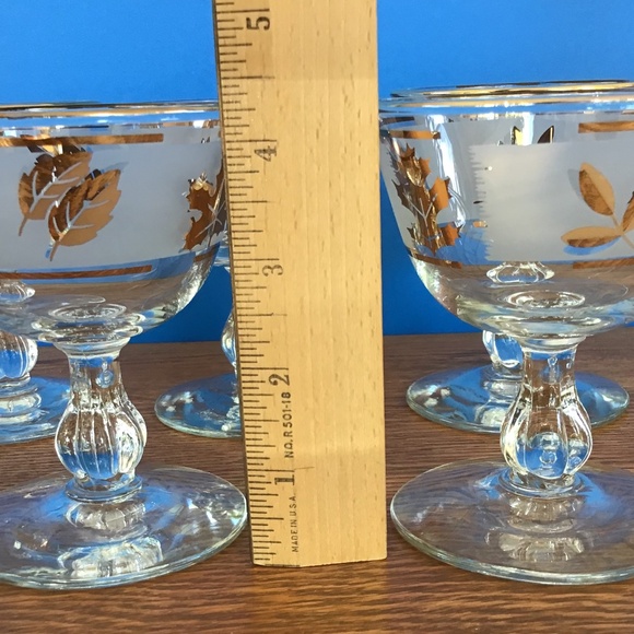 6 Vintage Libbey Frosted Glass Gold Leaf Pattern Glasses Elegant - Picture 6 of 14